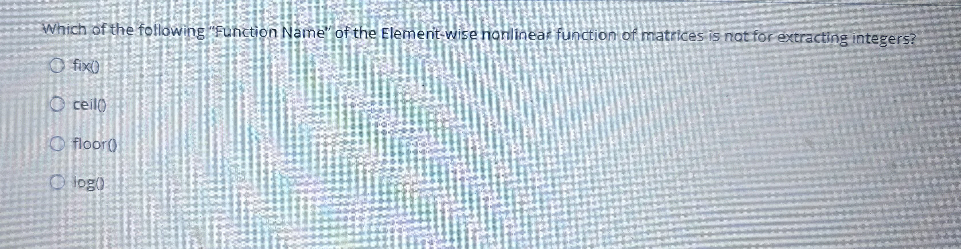 Which of the following "Function Name" of the