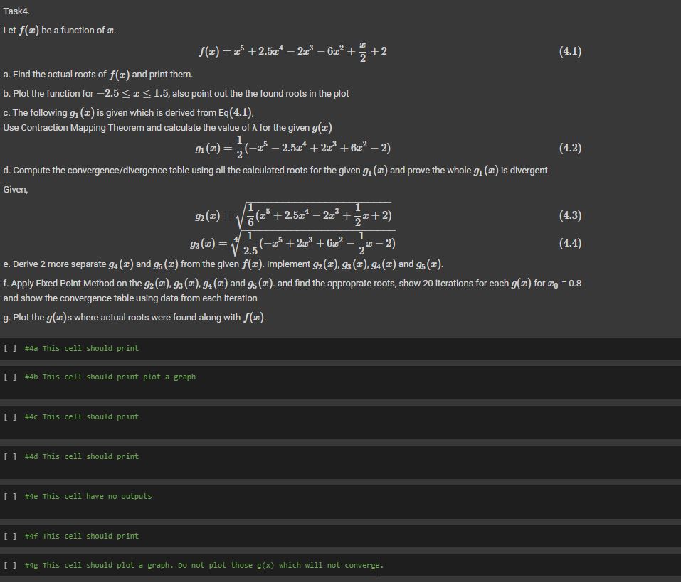 Task 4 . Do the codes. Let f ( x ) be a function