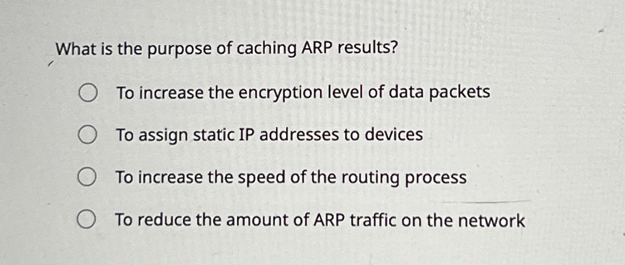 What is the purpose of caching ARP results? To