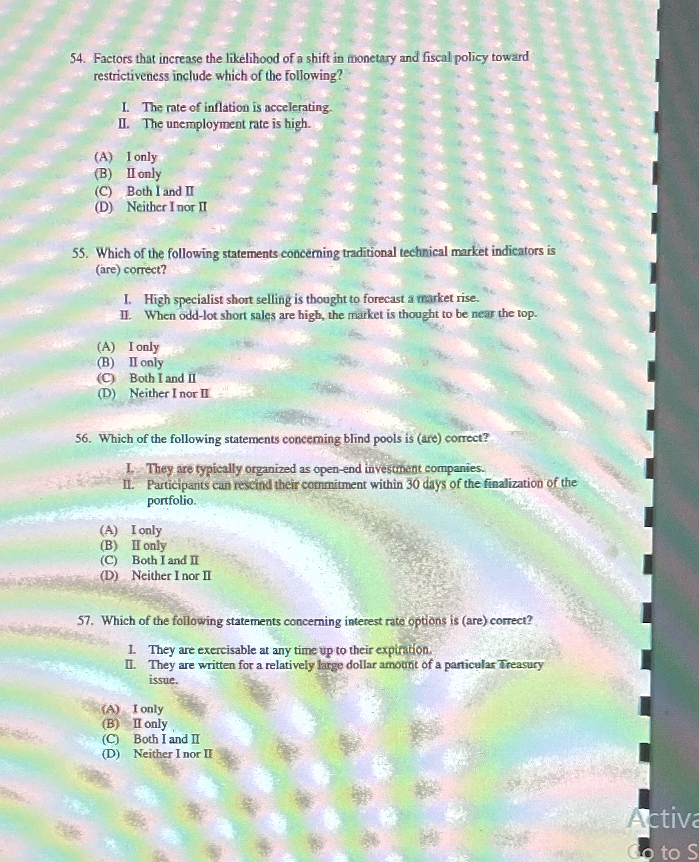 Investments54-57 multiple choice Thank you in