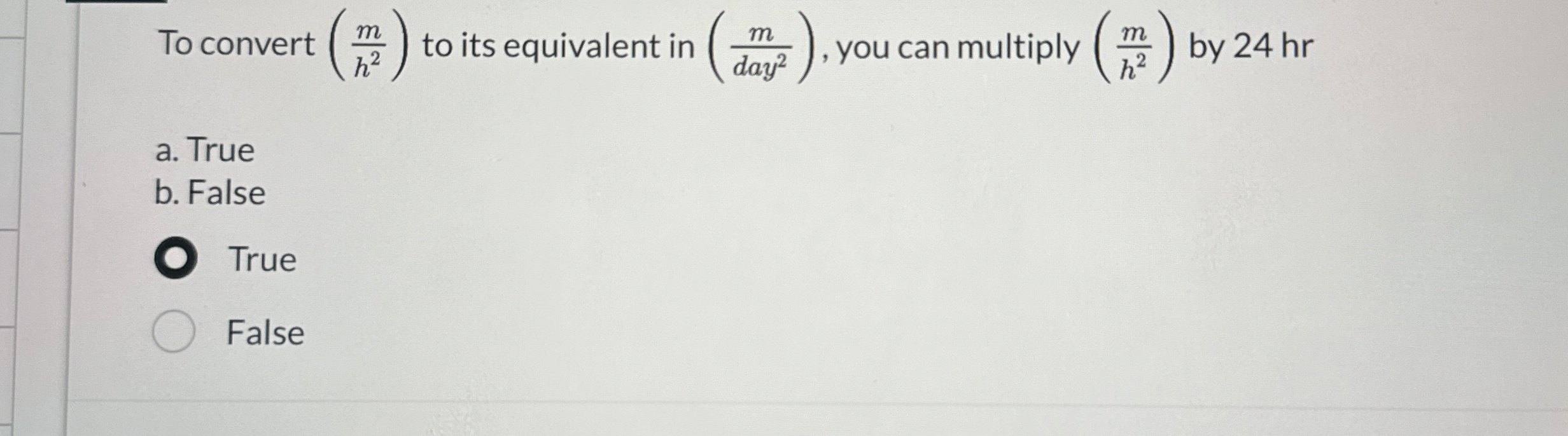 To convert ( m h 2 ) to its equivalent in ( m d a