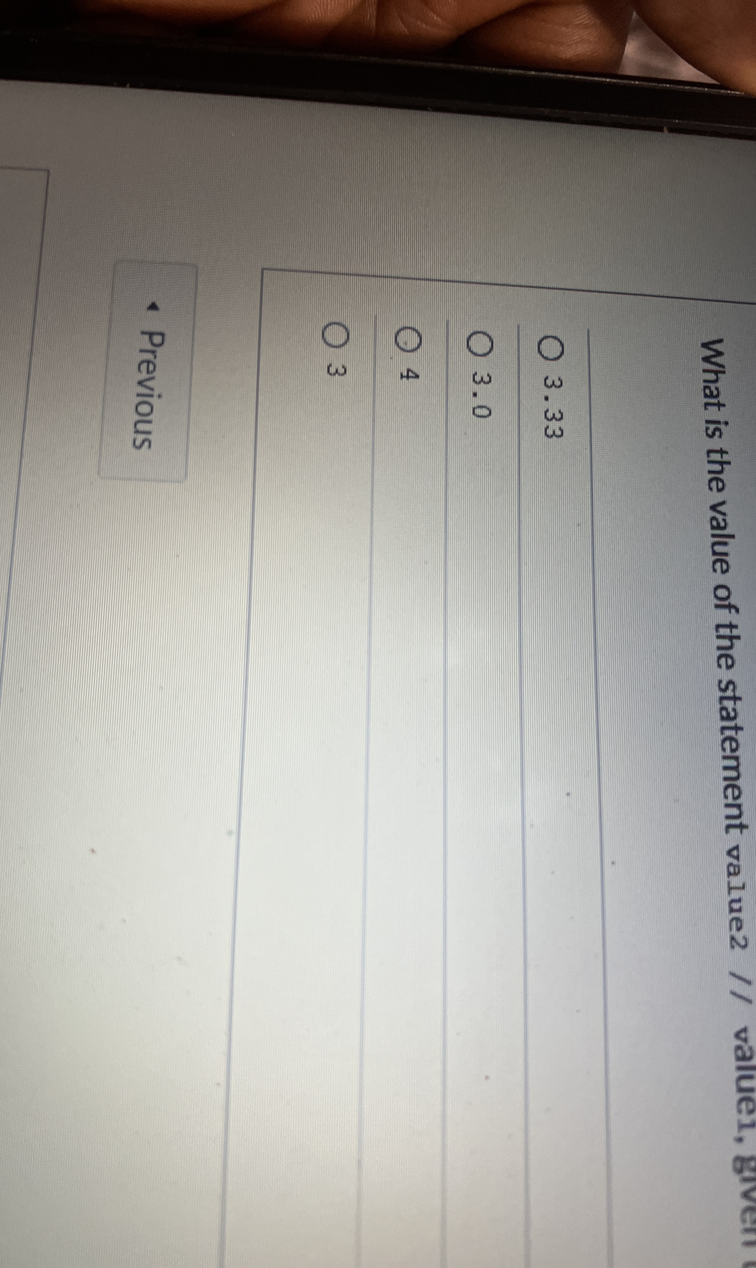 What is the value of the statement value 2 ? ?