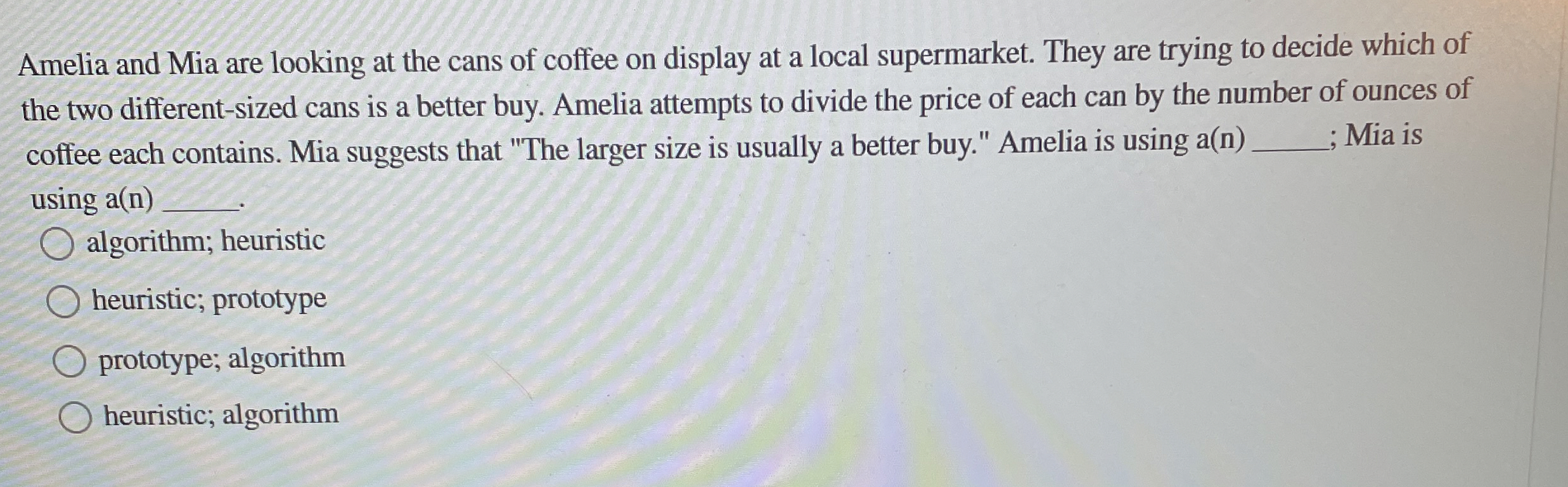 Amelia and Mia are looking at the cans of coffee