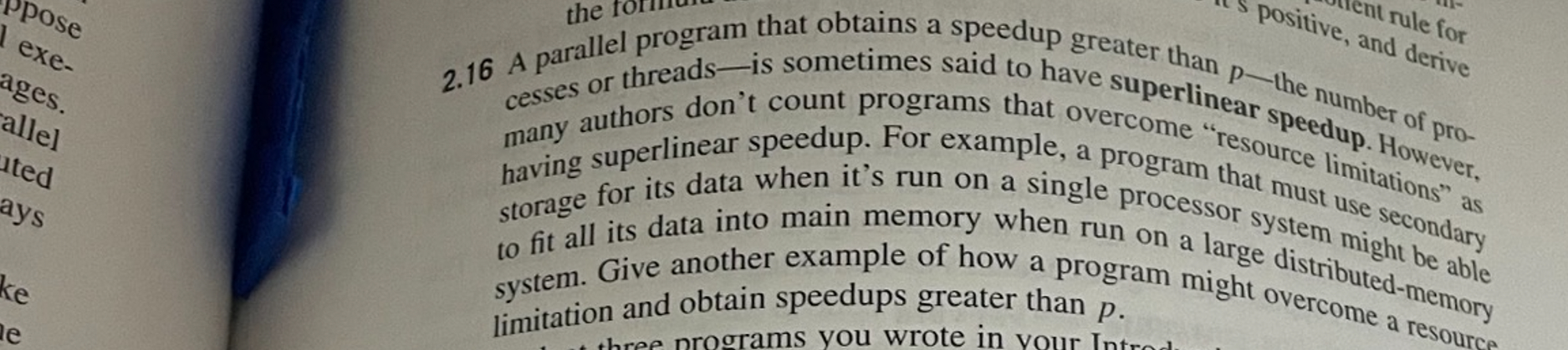 A parallel program hat obtains a speedup greater