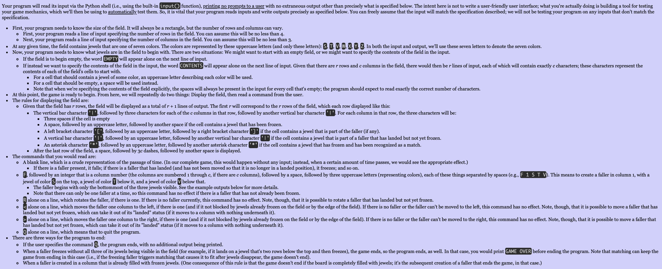 I need 3 modules: one that implements game