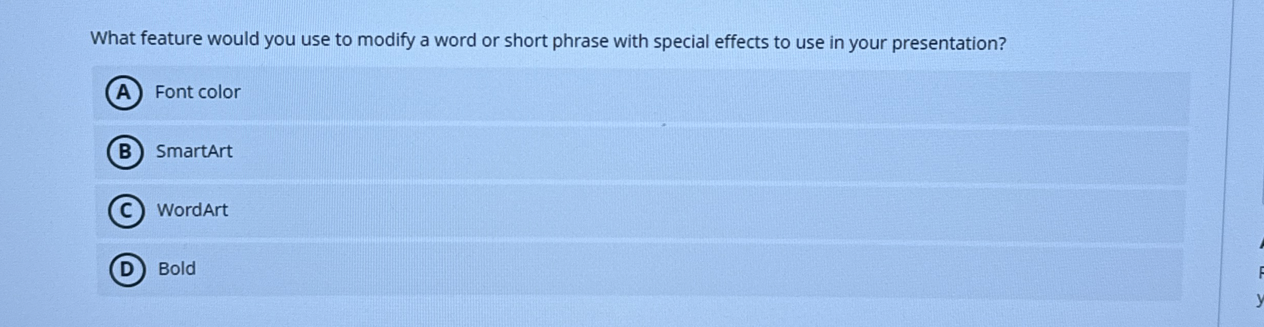 What feature would you use to modify a word or