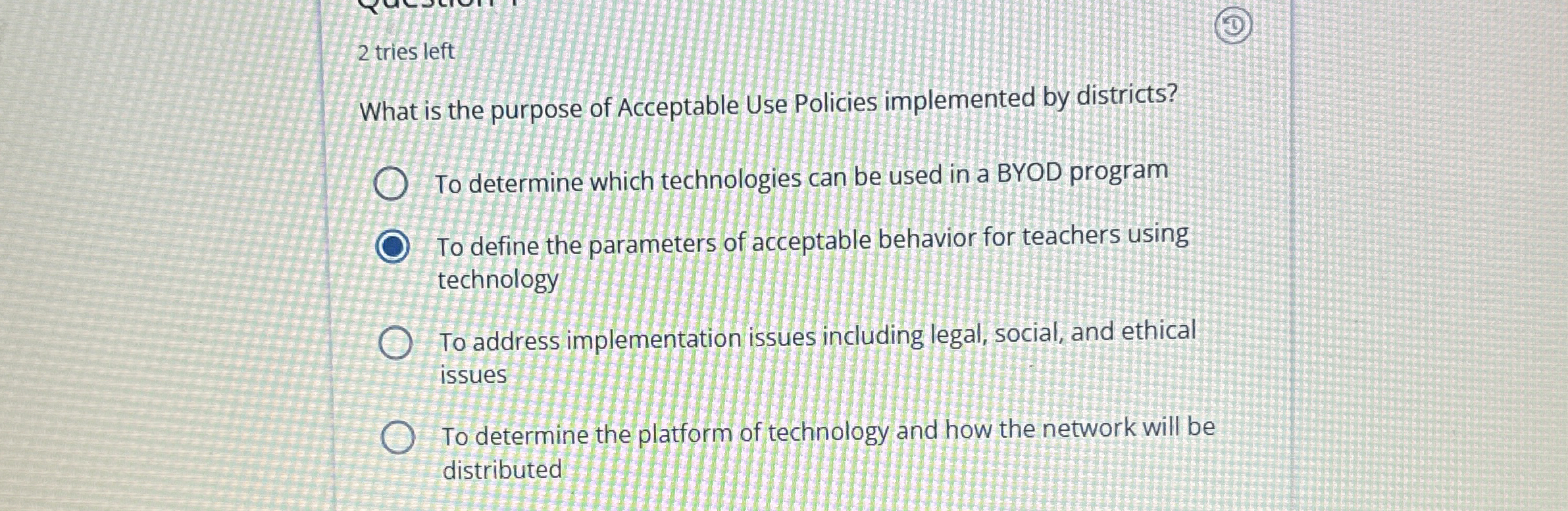 2 tries left What is the purpose of Acceptable