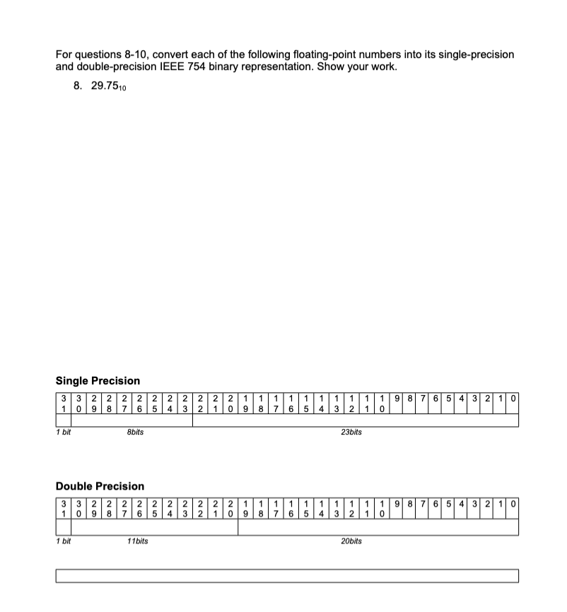 For questions 8 - 1 0 , convert each of the