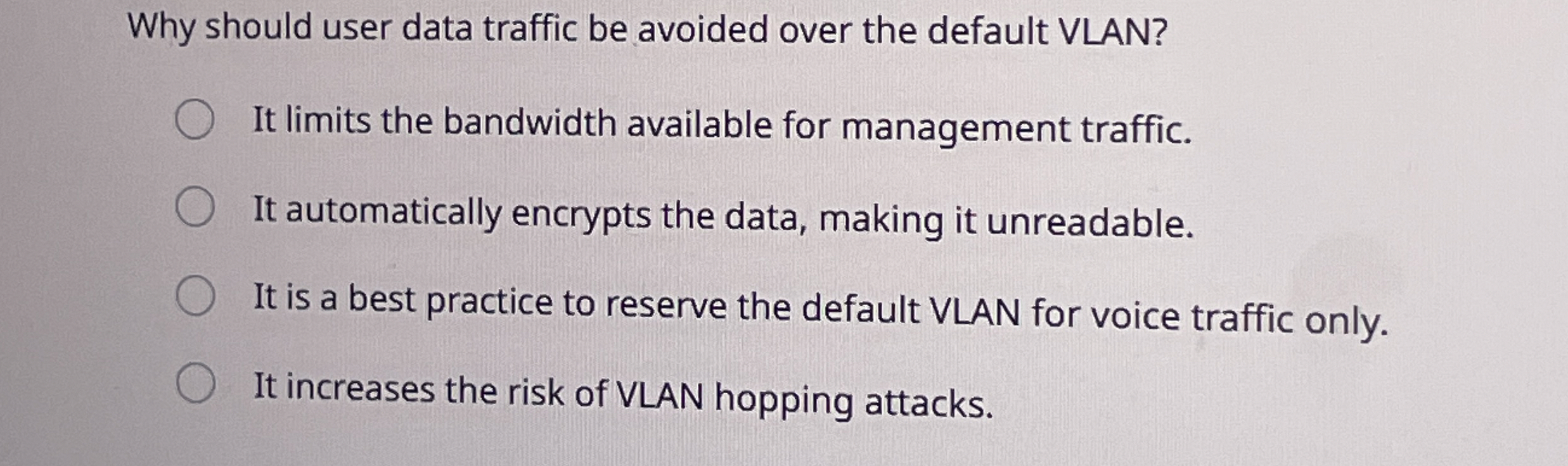 Why should user data traffic be avoided over the