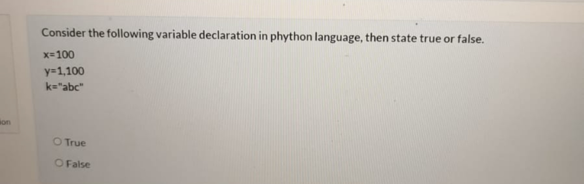 Consider the following variable declaration in