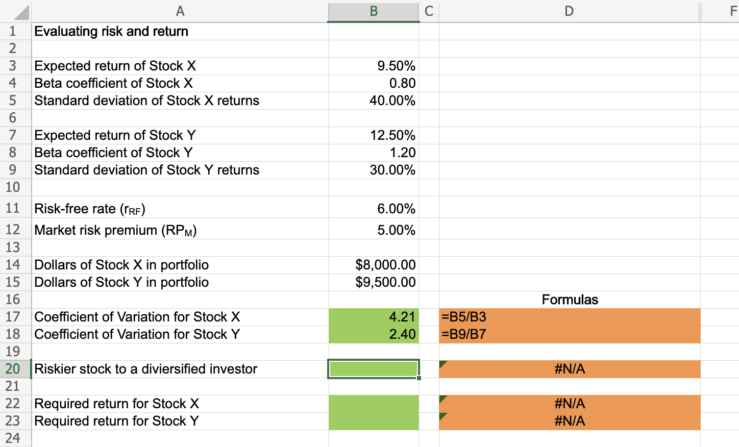Stock X has a 9.5% expected return, a beta