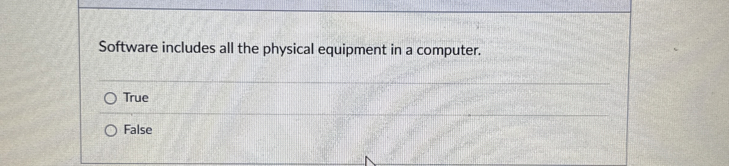 Software includes all the physical equipment in a