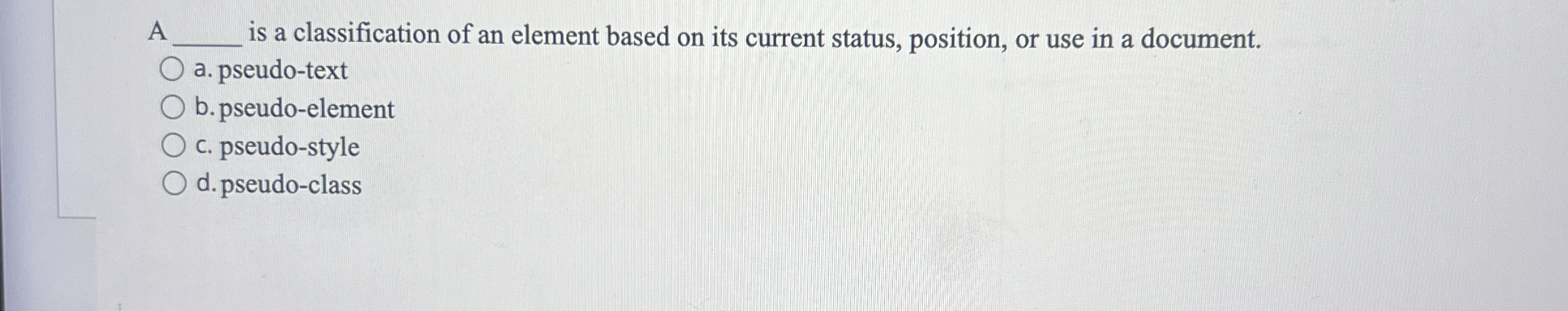 A is a classification of an element based on its