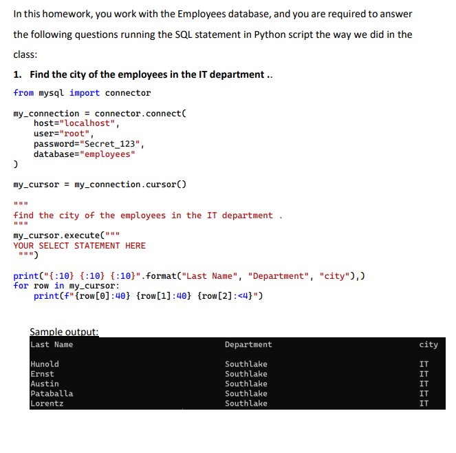 In this homework, you work with the Employees