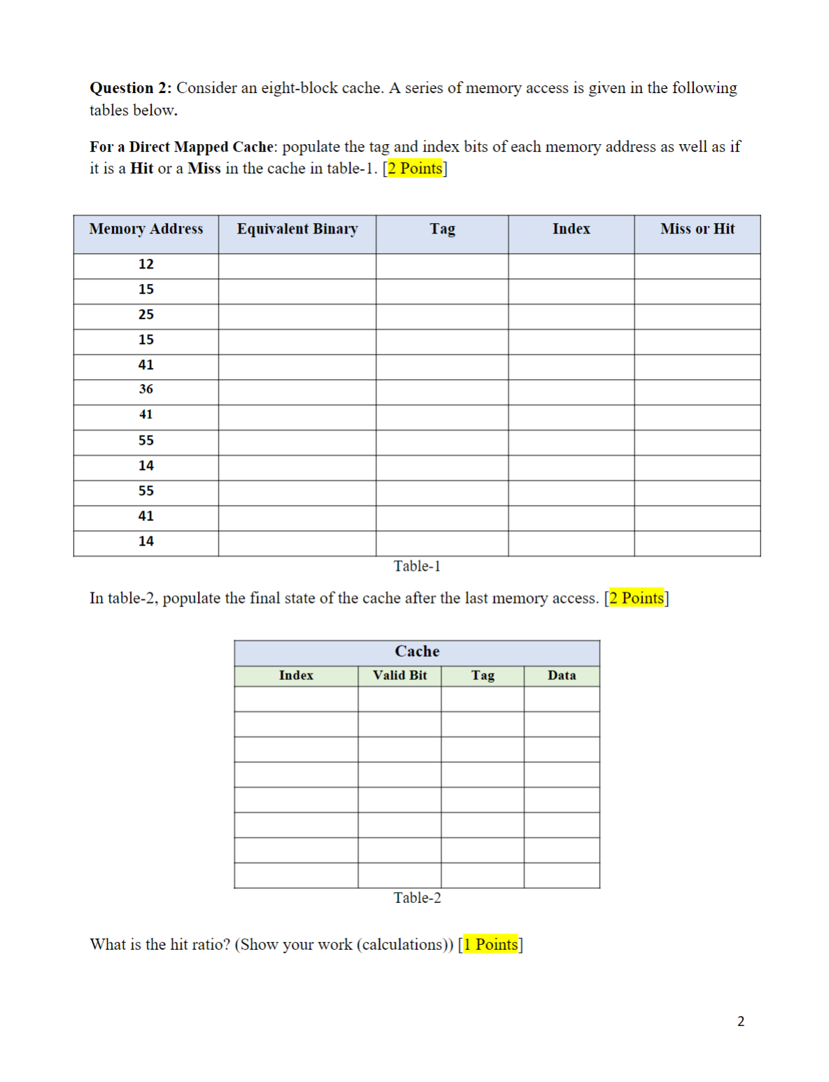how to populate the final state of the cache