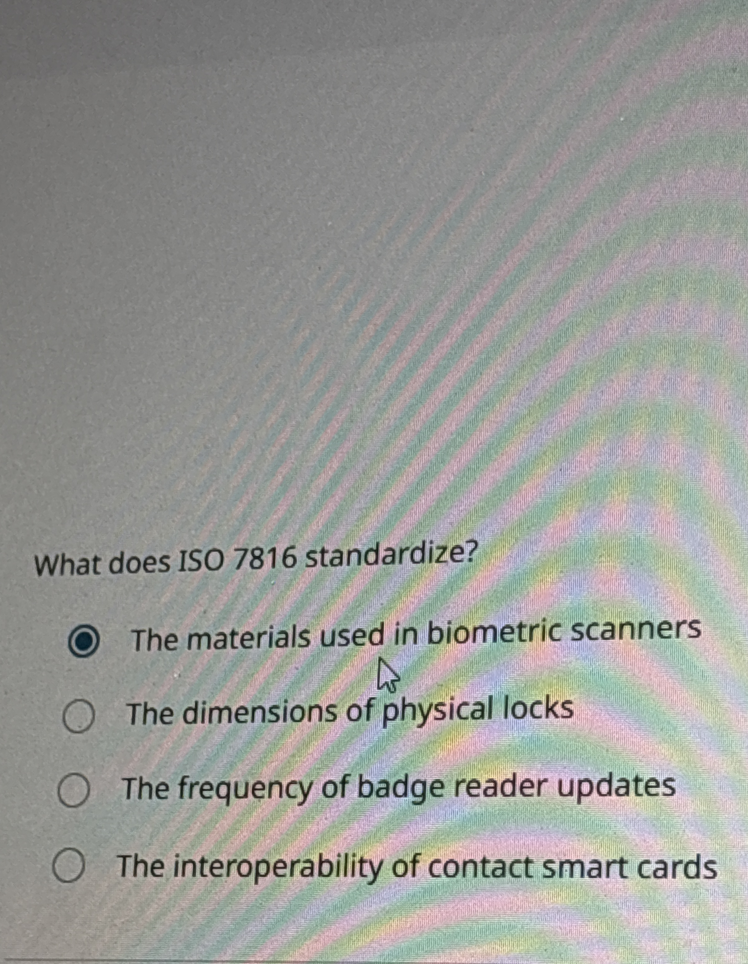 What does ISO 7 8 1 6 standardize? The materials