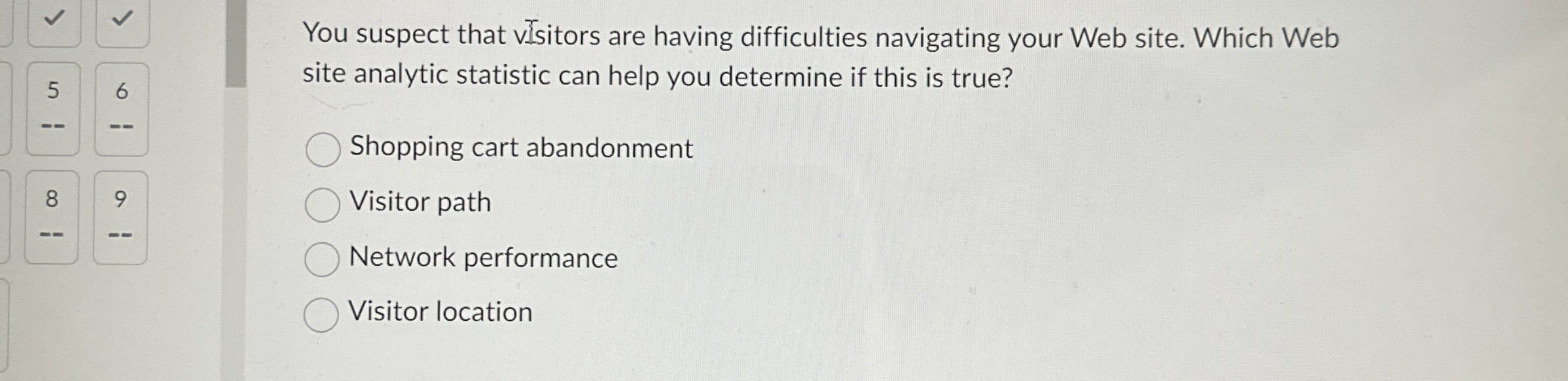 You suspect that visitors are having difficulties