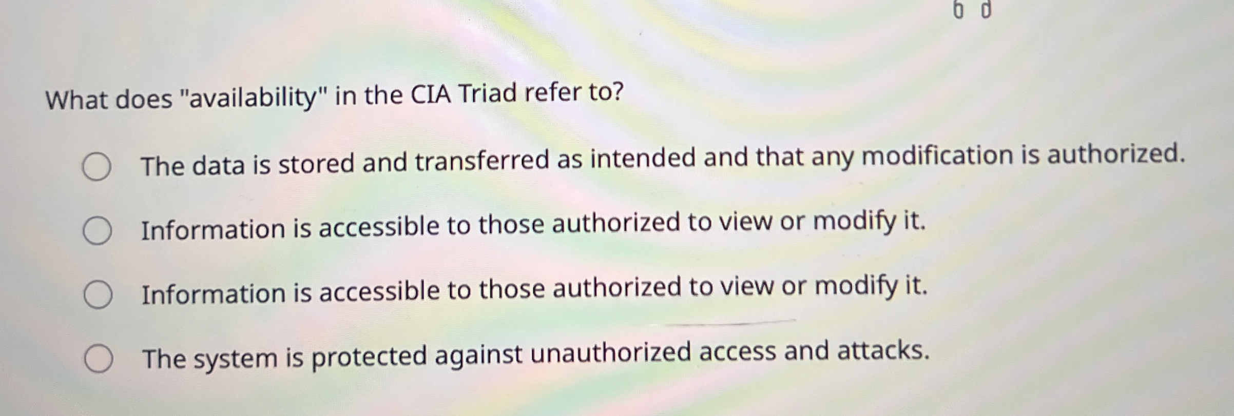 What does "availability" in the CIA Triad refer