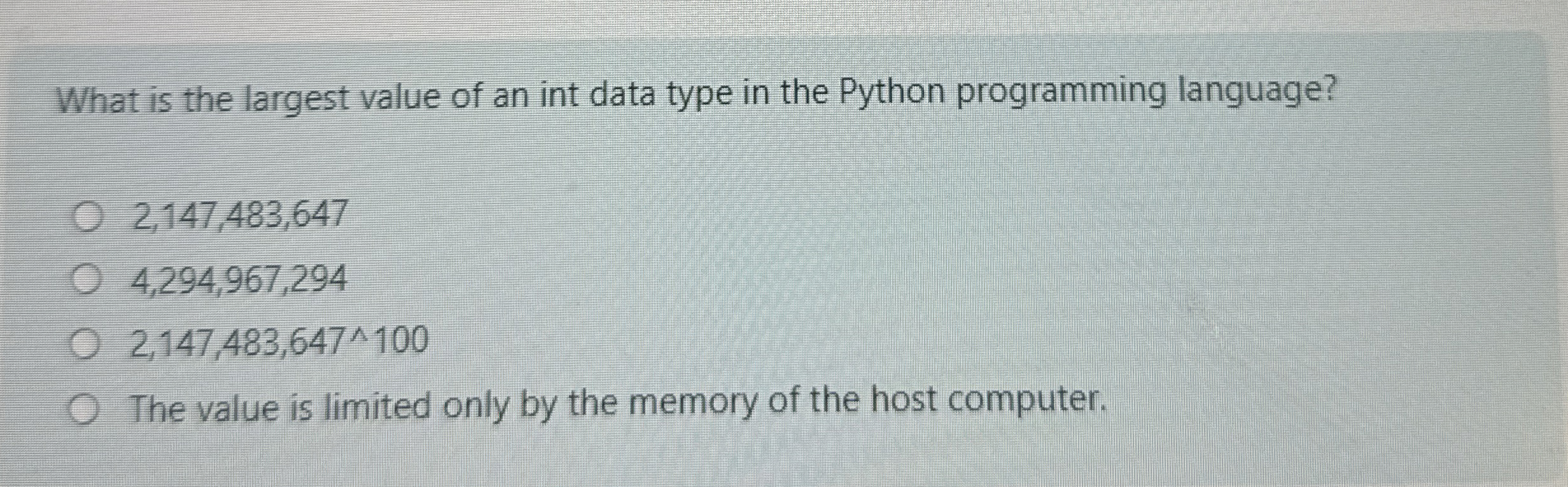 What is the largest value of an int data type in