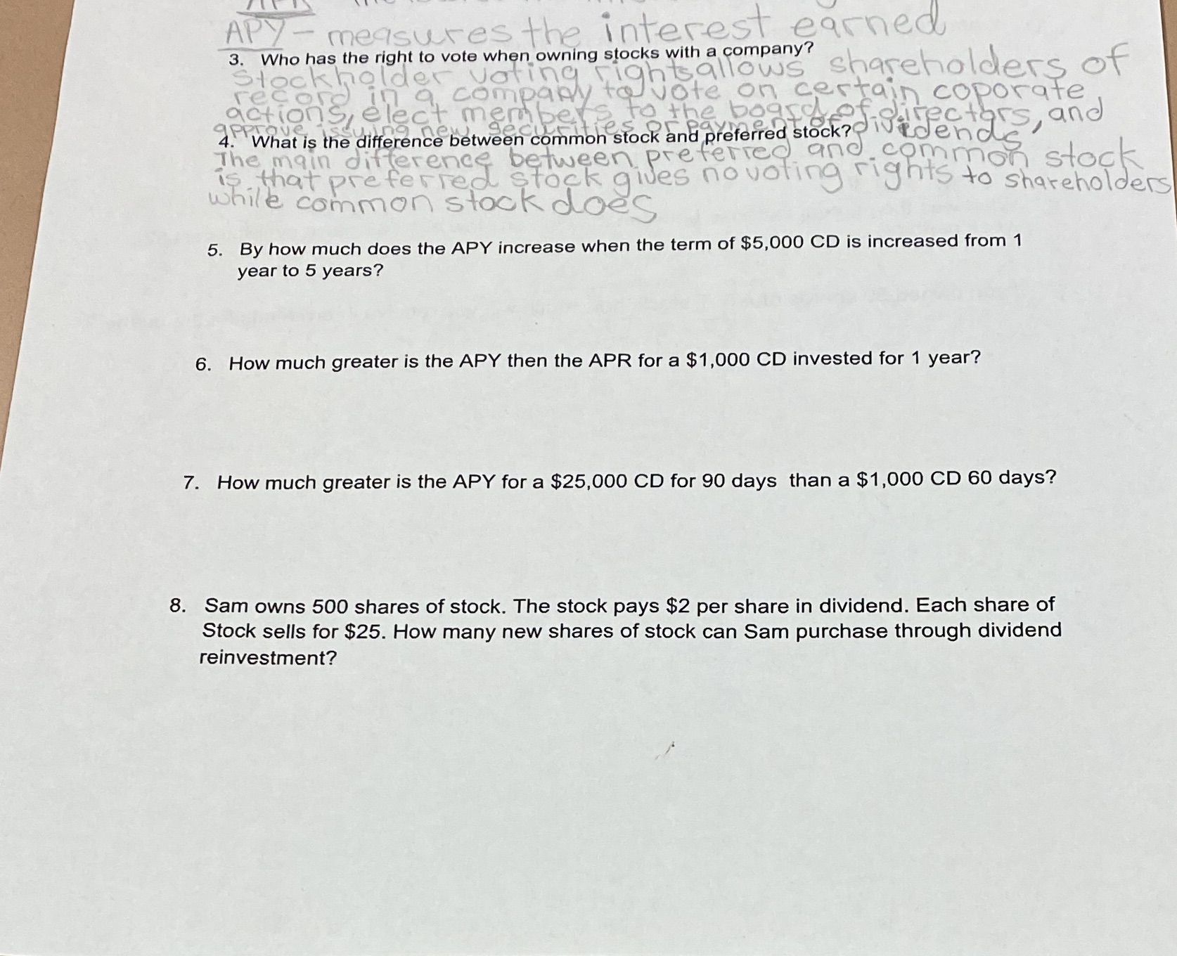 I need some help with problems 5-8 please APY -