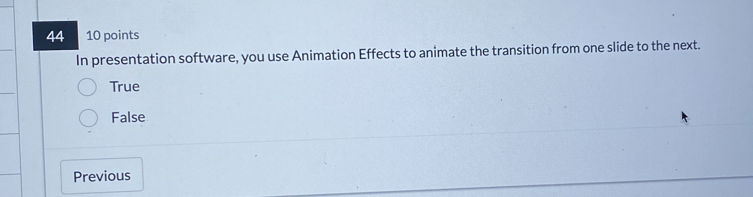 4 4 , 1 0 points In presentation software, you