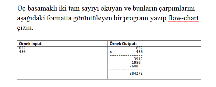 basamakl iki tam say y okuyan ve bunlar n arp