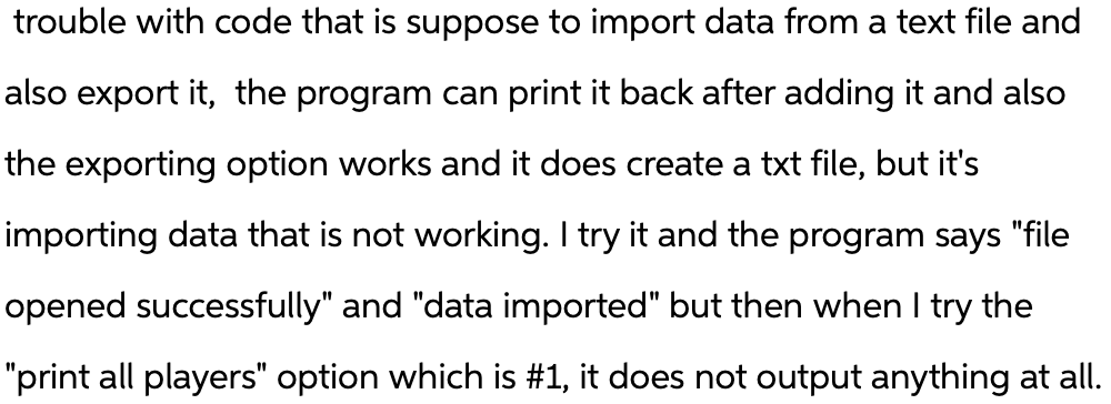 struct Player { string name, team; double stats [