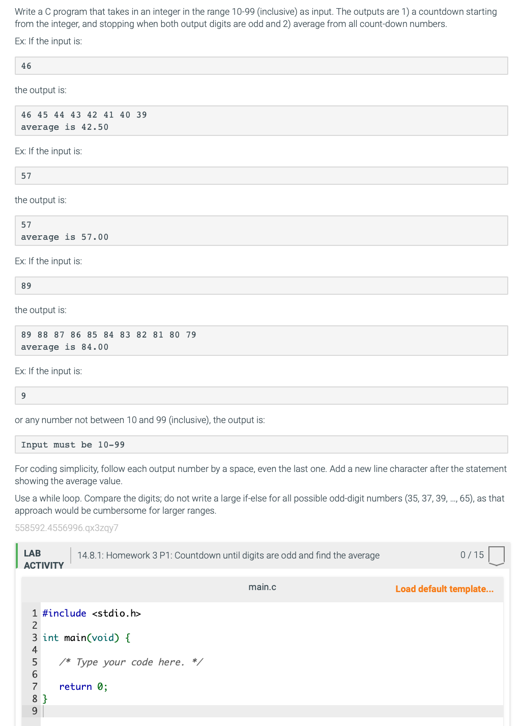 Write a C program that takes in an integer in the