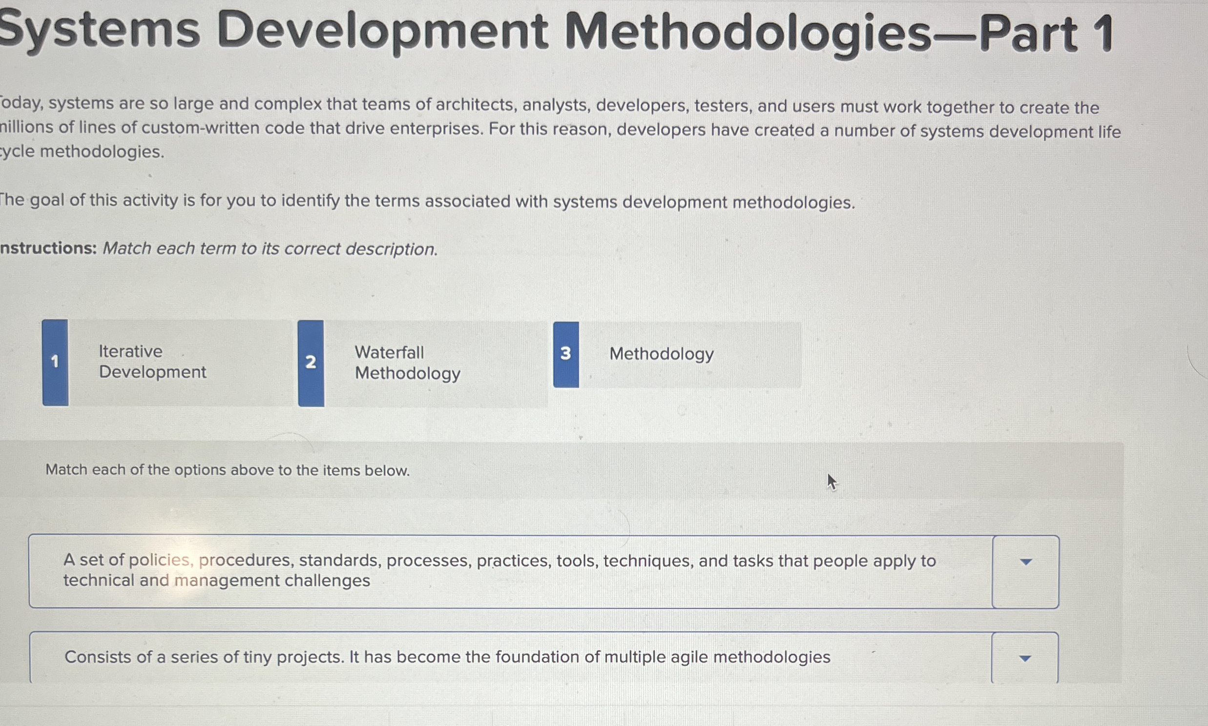 Systems Development Methodologies - Part 1 oday,