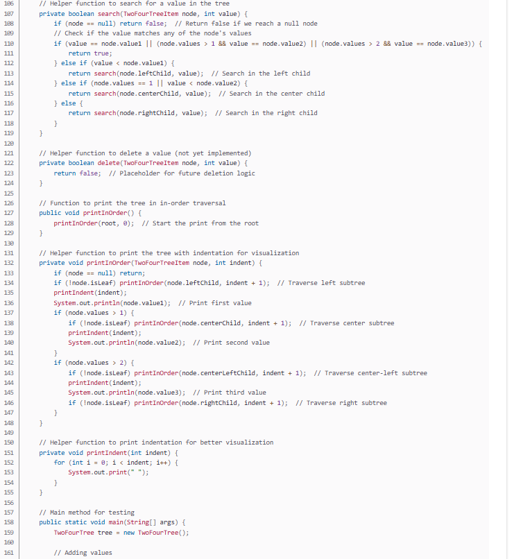 Please implement a delete function for a two -
