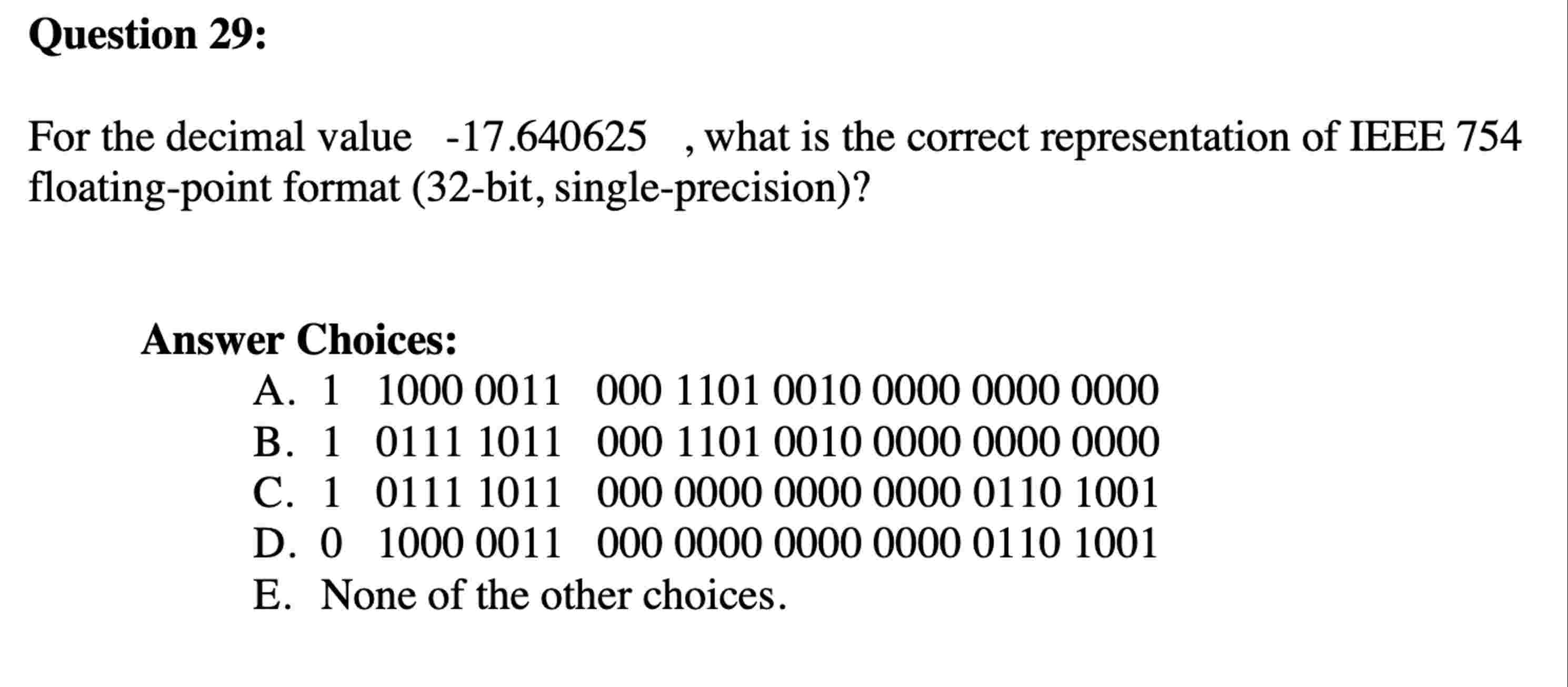 Question 2 9 : For the decimal value - 1 7 . 6 4