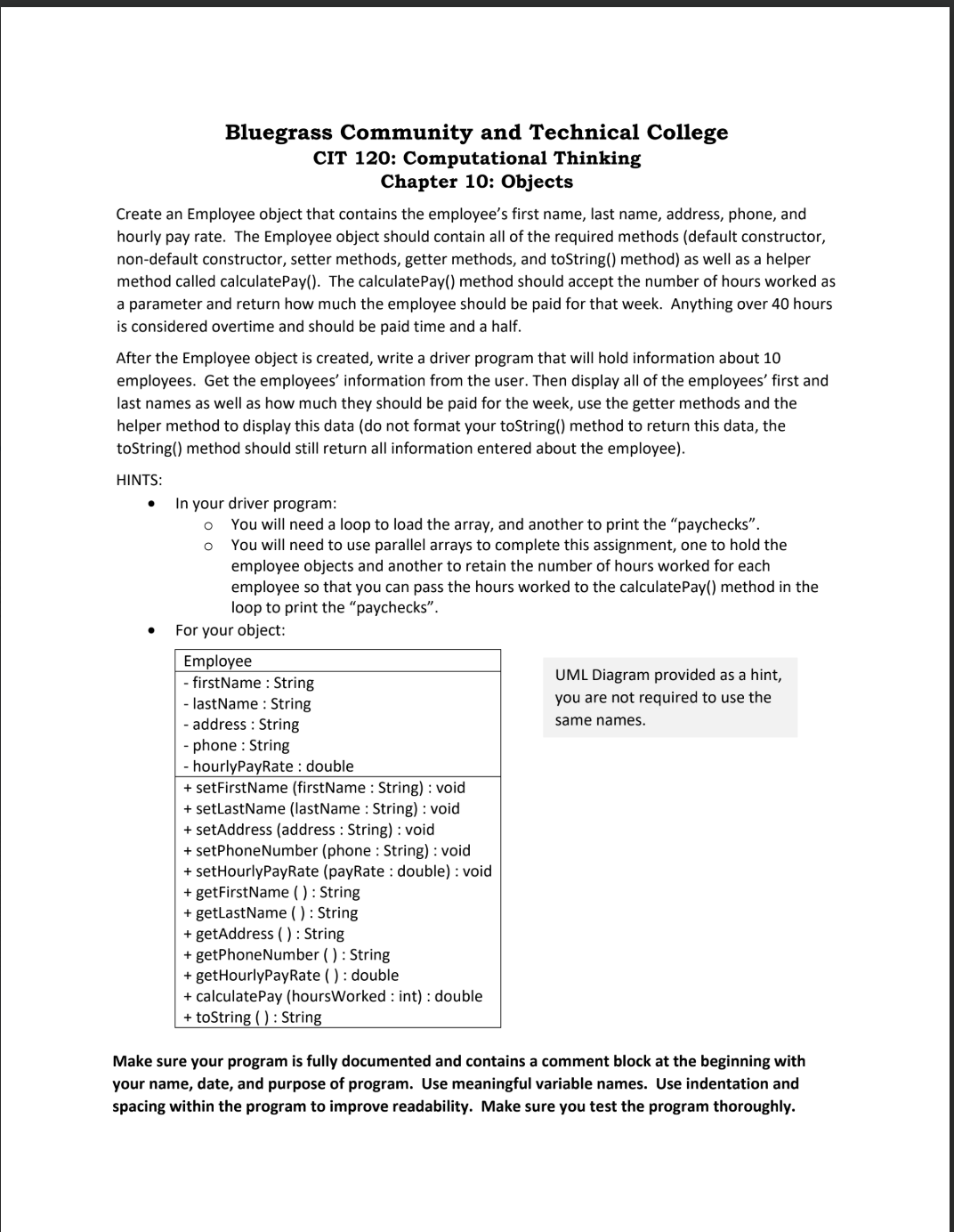 CIT 1 2 0 : Computational Thinking Chapter 1 0 :