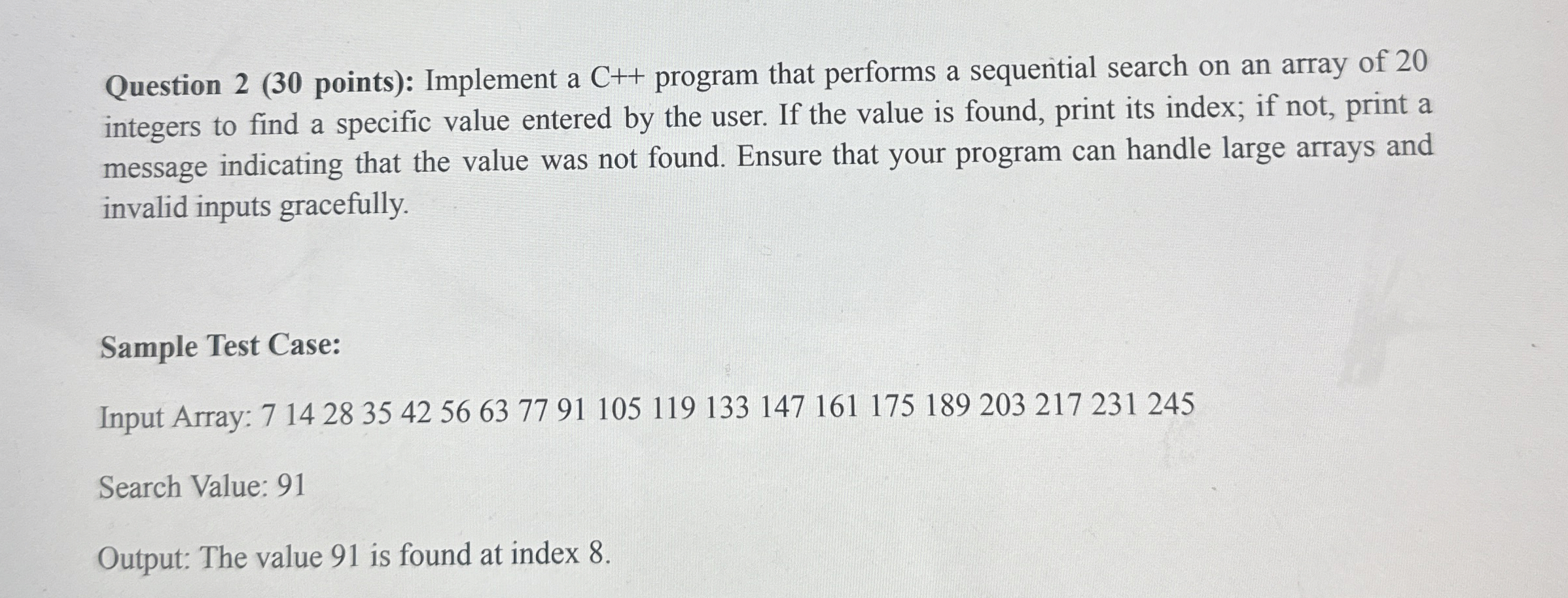 Question 2 ( 3 0 points ) : Implement a C + +