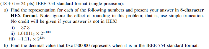 ( 1 8 + 6 = 2 4 p t s ) IEEE - 7 5 4 standard