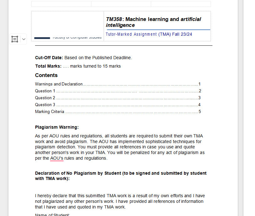 TM 3 5 8 : Machine learning and artificial