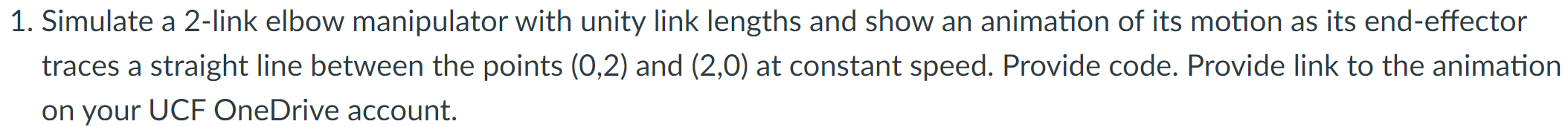 Simulate a 2 - link elbow manipulator with unity