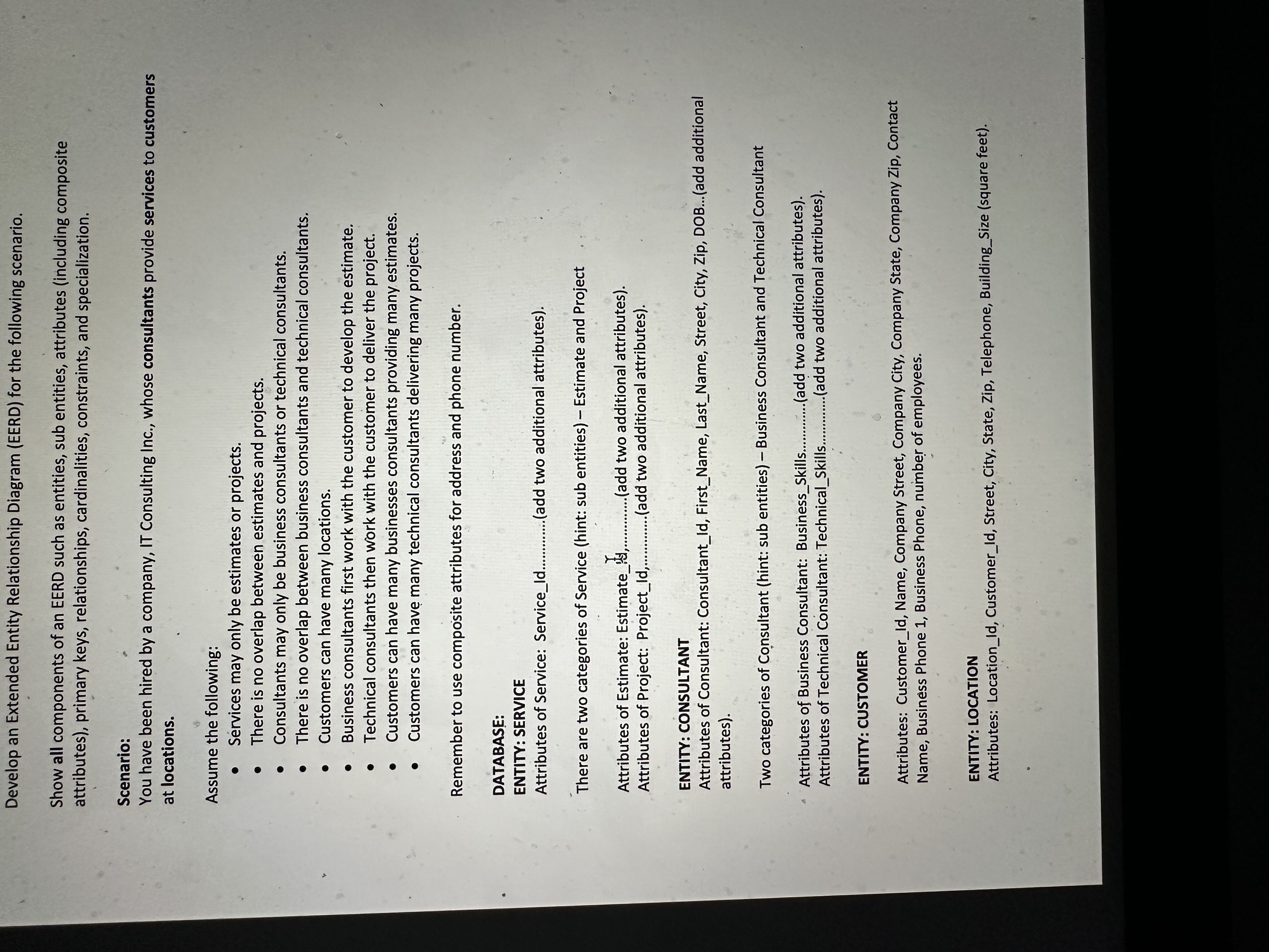 Develop an Extended Entity Relationship Diagram (