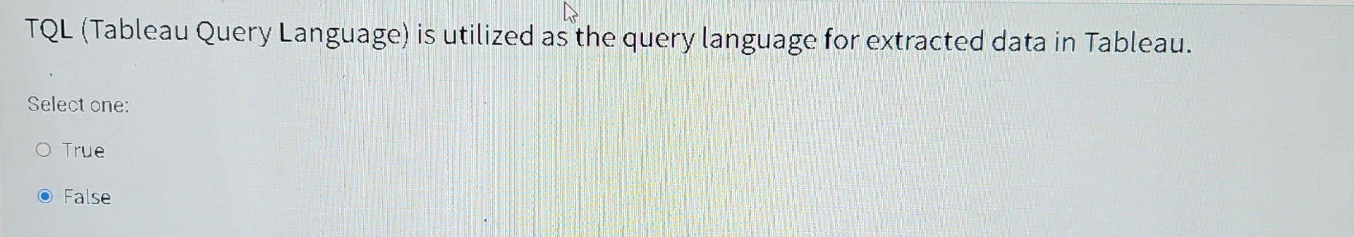 TQL ( Tableau Query Language ) is utilized as the