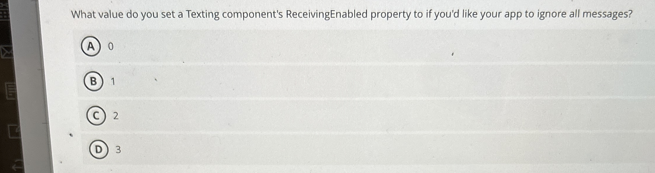 What value do you set a Texting component's