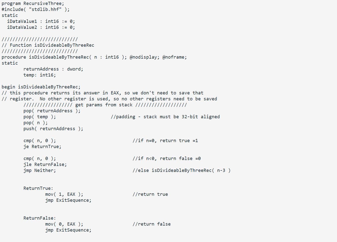 endsInSeven Write an HLA Assembly language