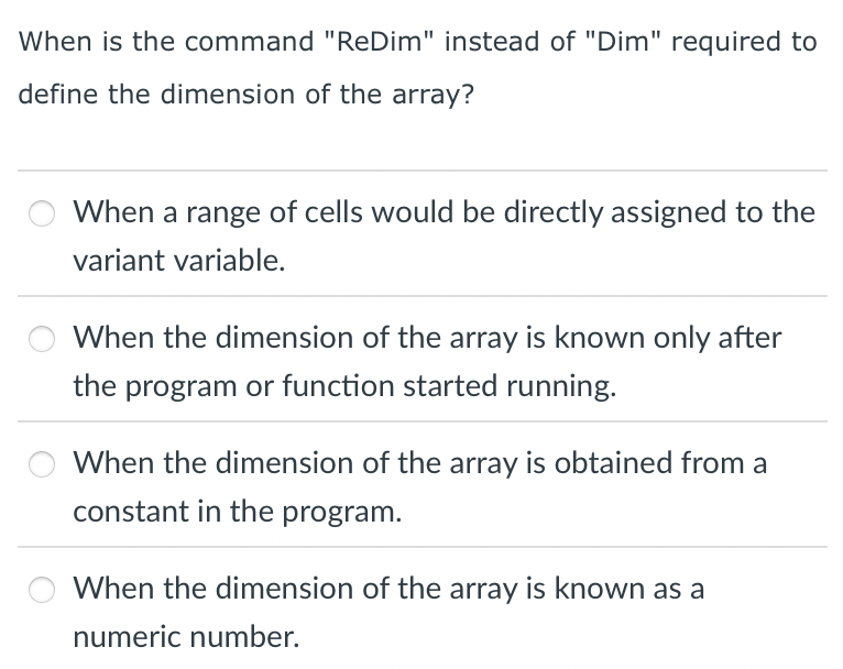 When is the command "ReDim" instead of "Dim"