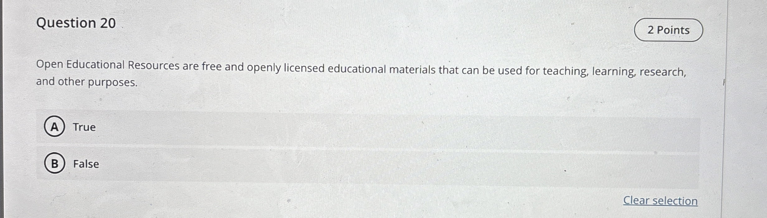 Question 2 0 2 Points Open Educational Resources