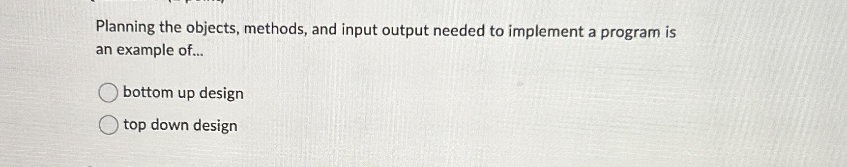 Planning the objects, methods, and input output