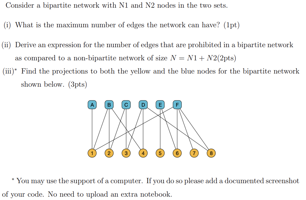 Consider a bipartite network with N 1 and N 2