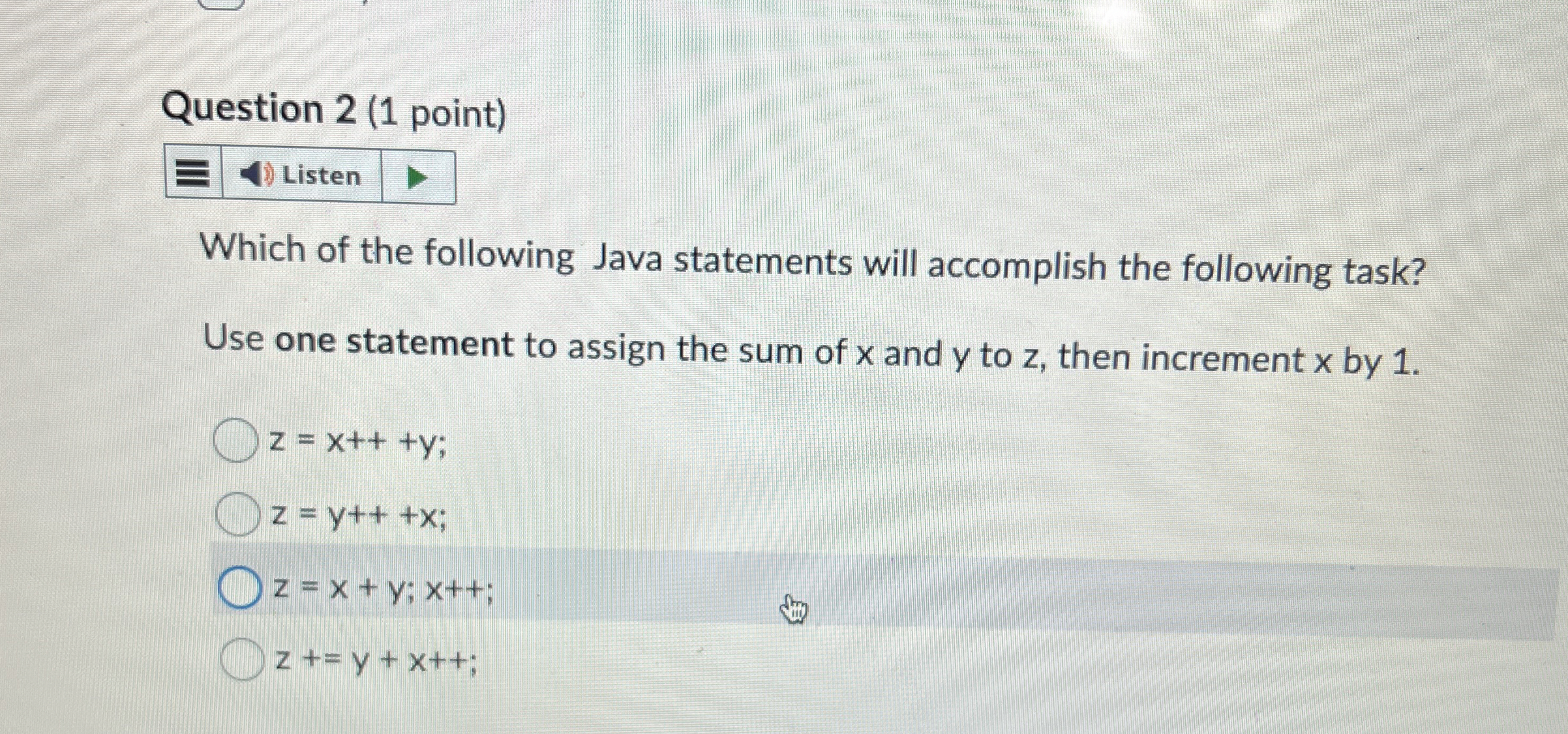 Which of the following java statements Question 2