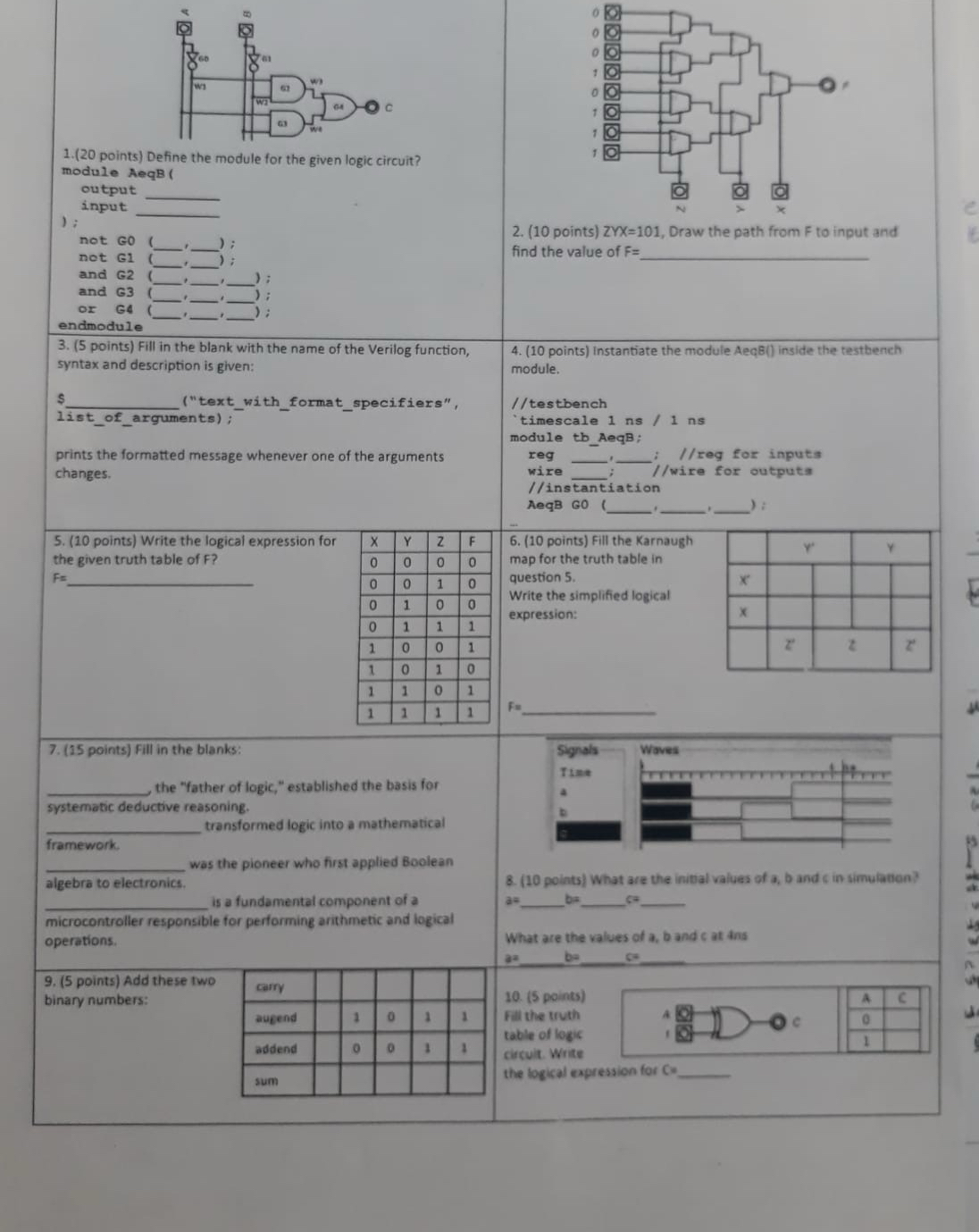 ( 2 0 points ) Define the module for the given