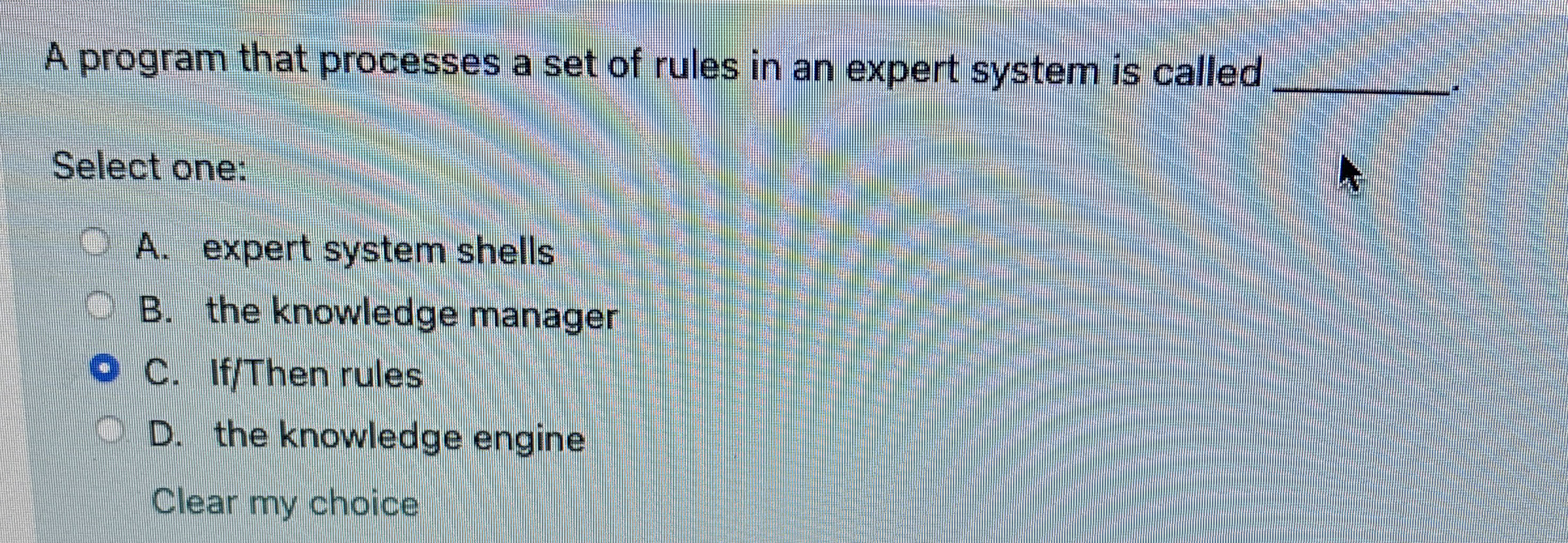 A program that processes a set of rules in an