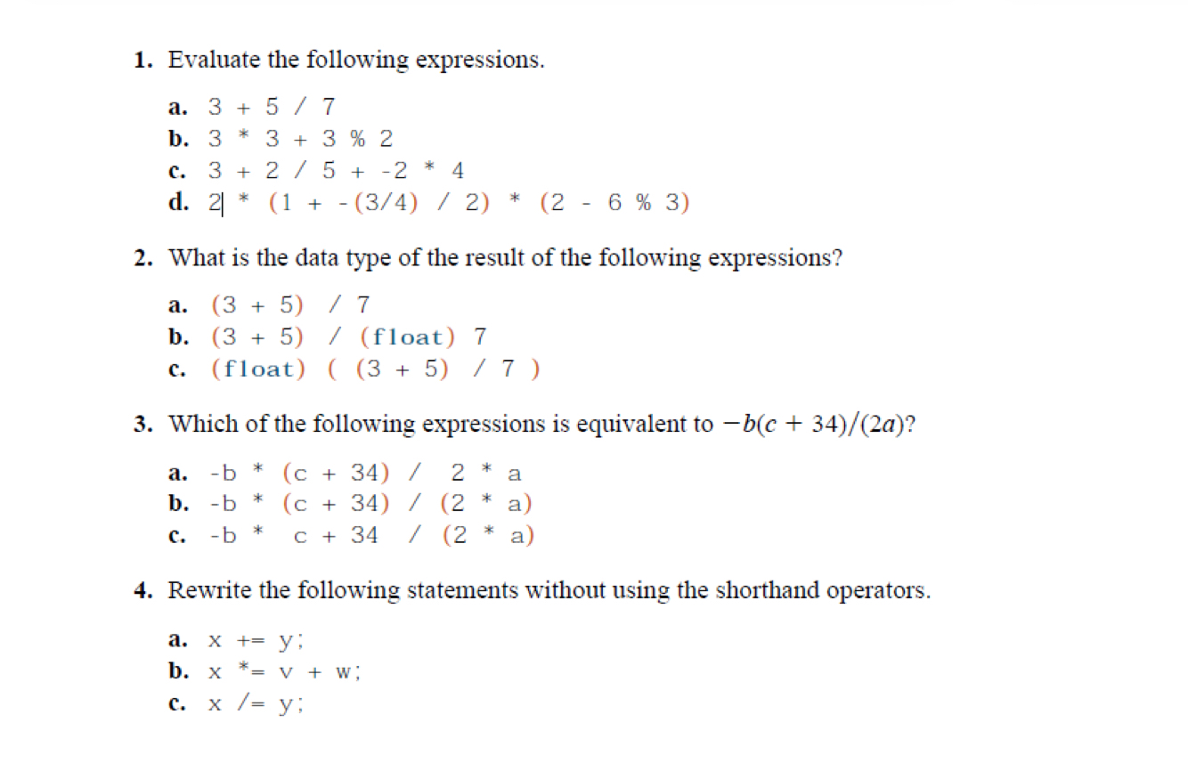Evaluate the following expressions. a . 3 + 5 7 b