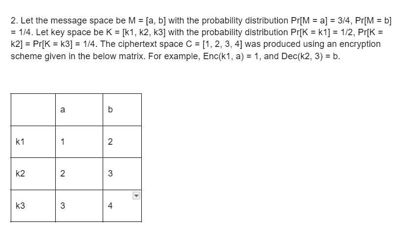 2 . Let the message space be M = [ a , b ] with