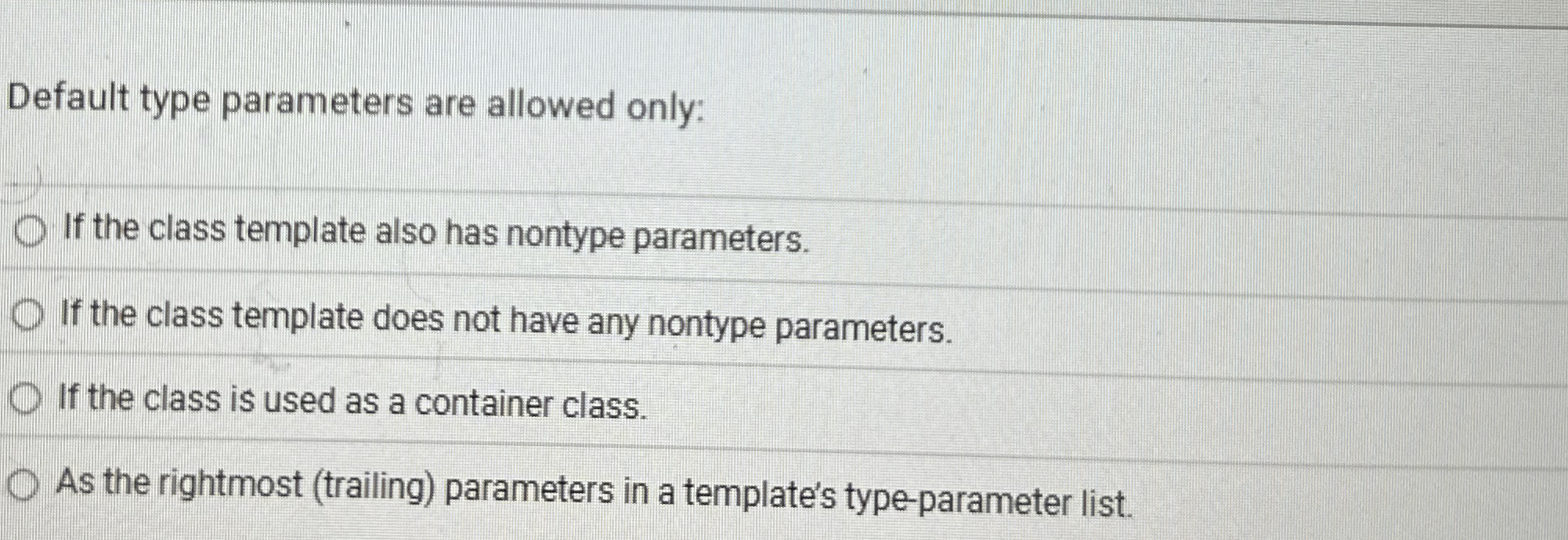 Default type parameters are allowed only: If the